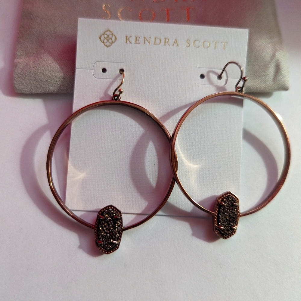 Kendra Scott Elora Earrings Chocolate Brown Drusy